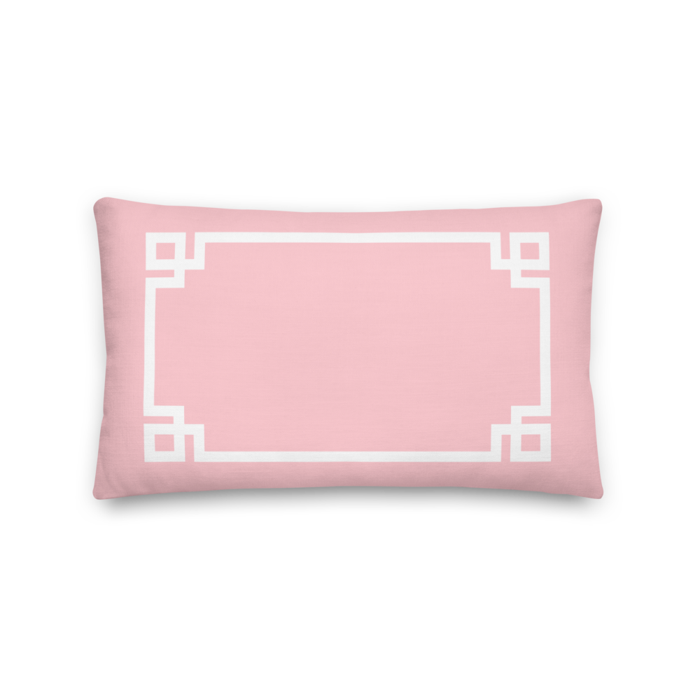 Light Pink Pillow with Greek Key Borders