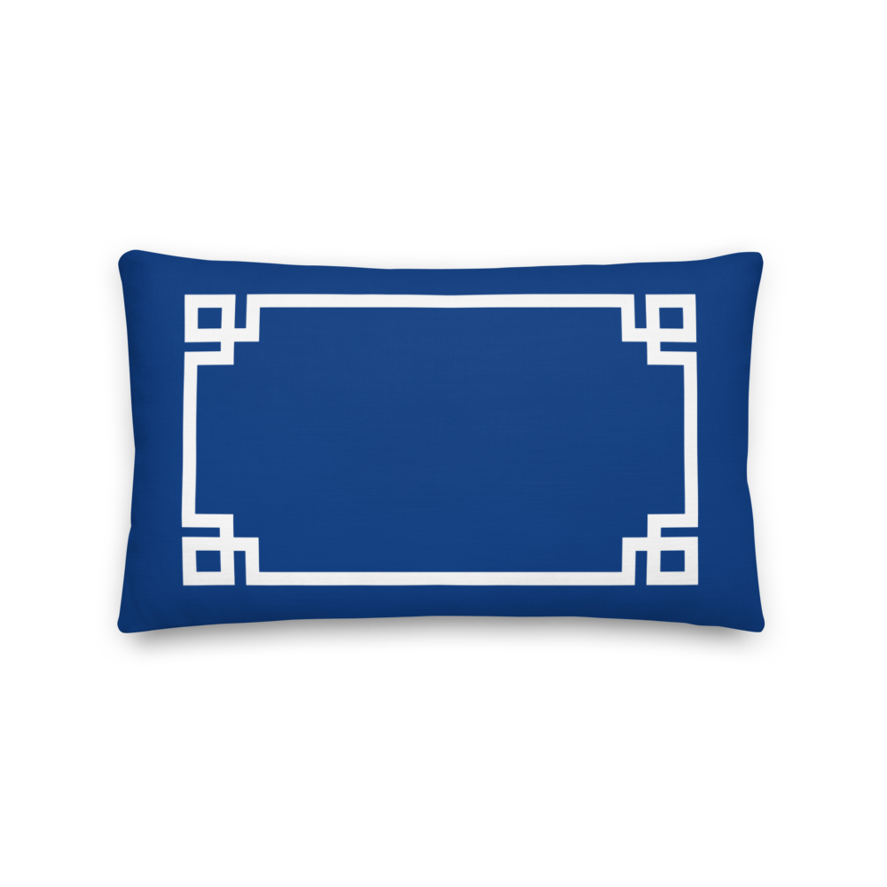 Midnight Blue Pillow with Greek Key Borders